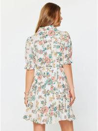 Current Air Floral Printed Button-Down Mini Dress