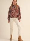 Rust Printed Collar Top (LARGE)