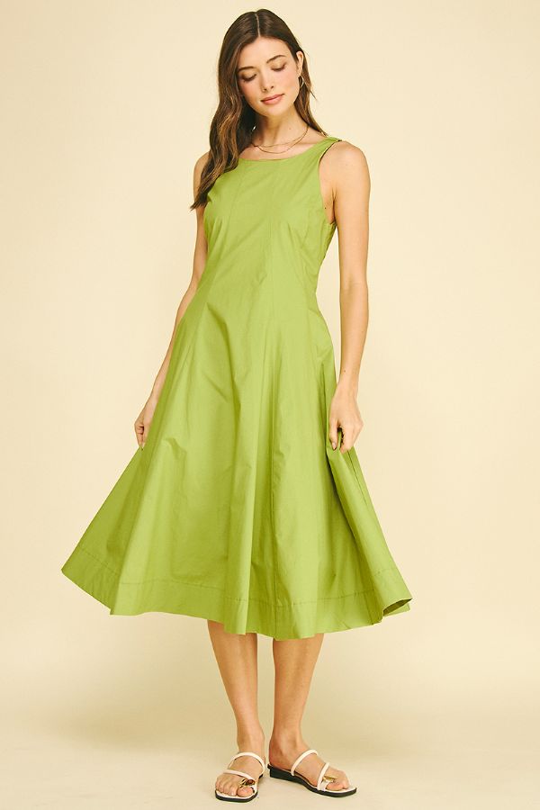 Green Flared Midi Dress