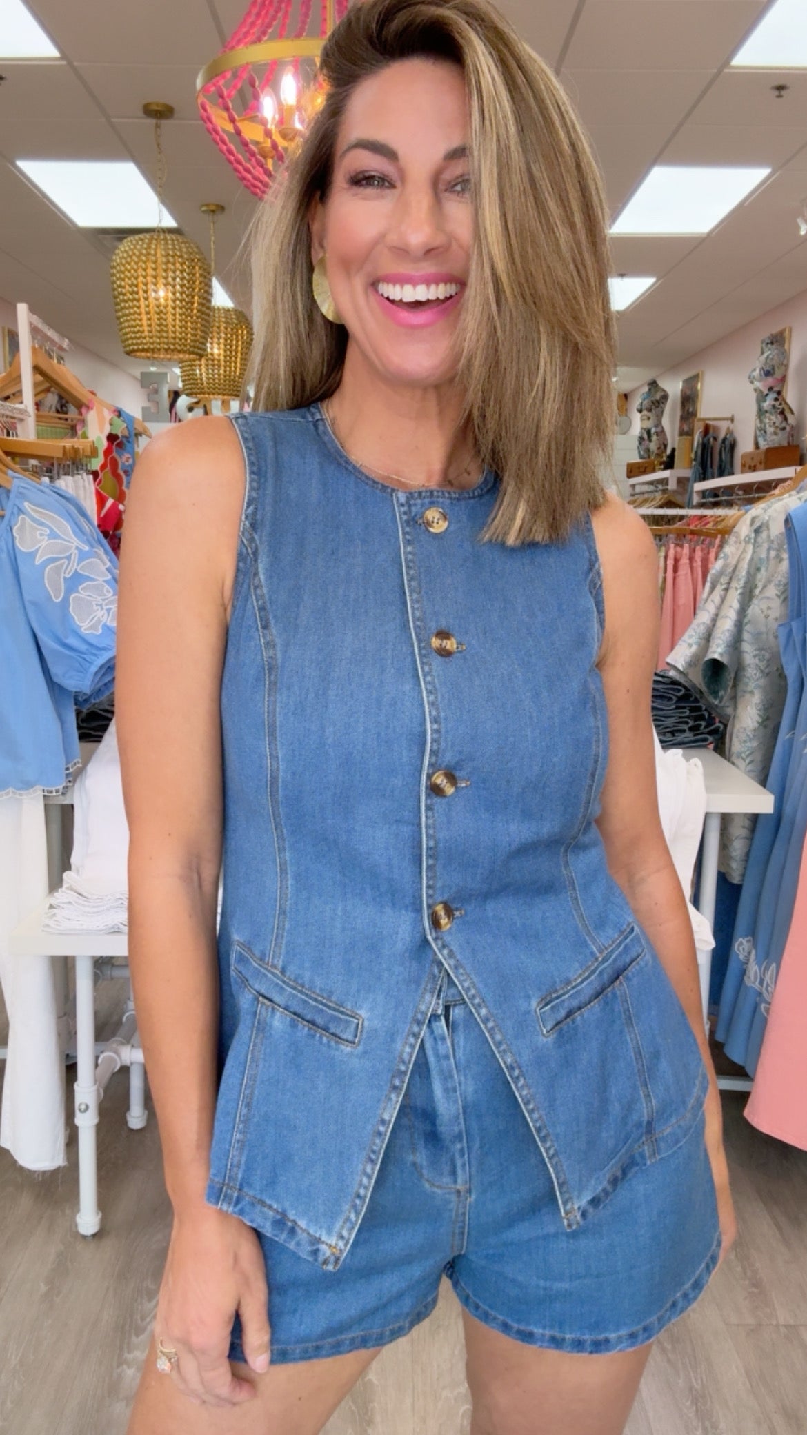 Karlie | Denim Vest + Short Set