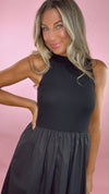 Karlie Black Solid 2Fer Midi Dress