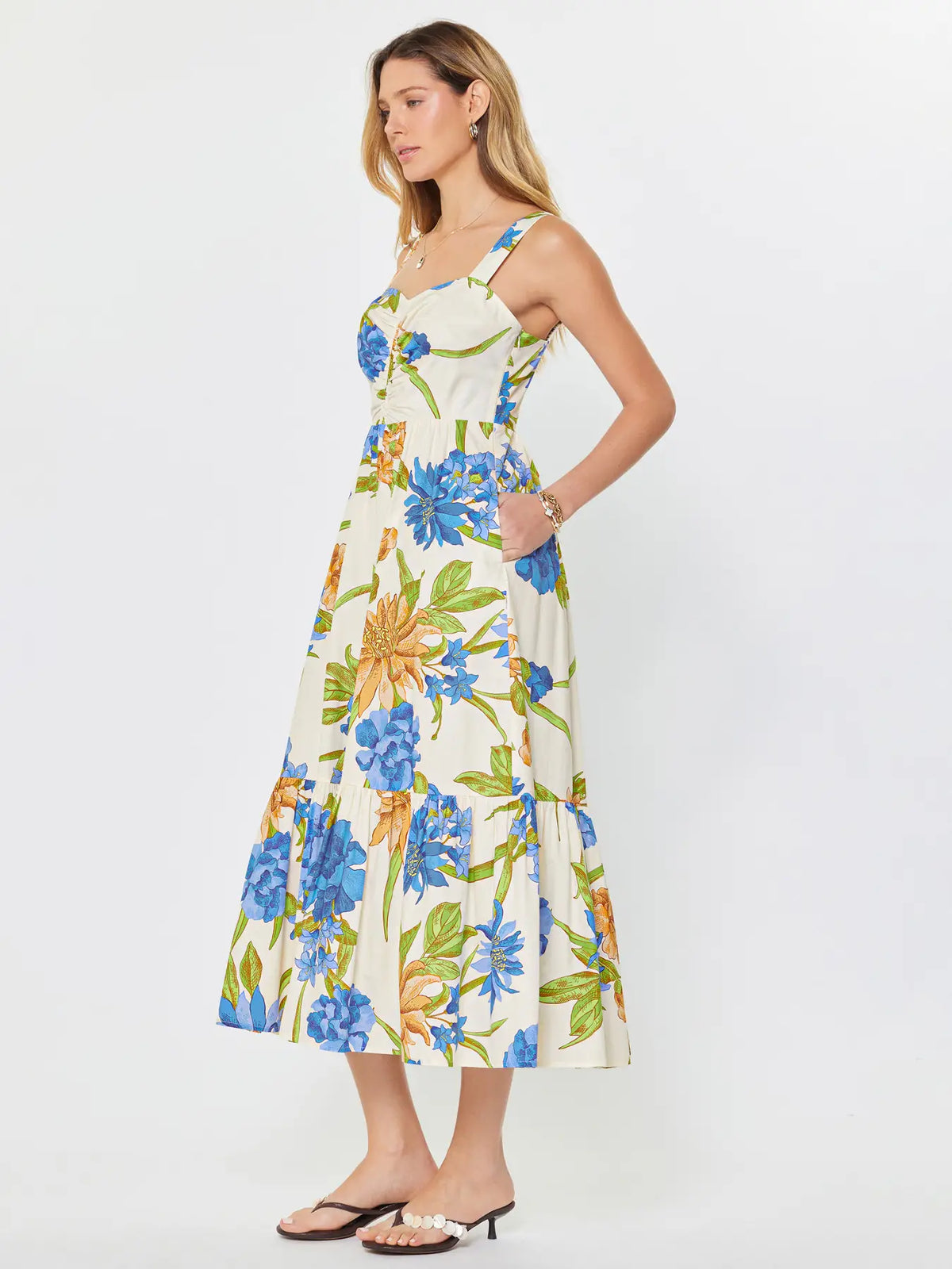 Current Air Floral Printed Sleeveless Midi Dress