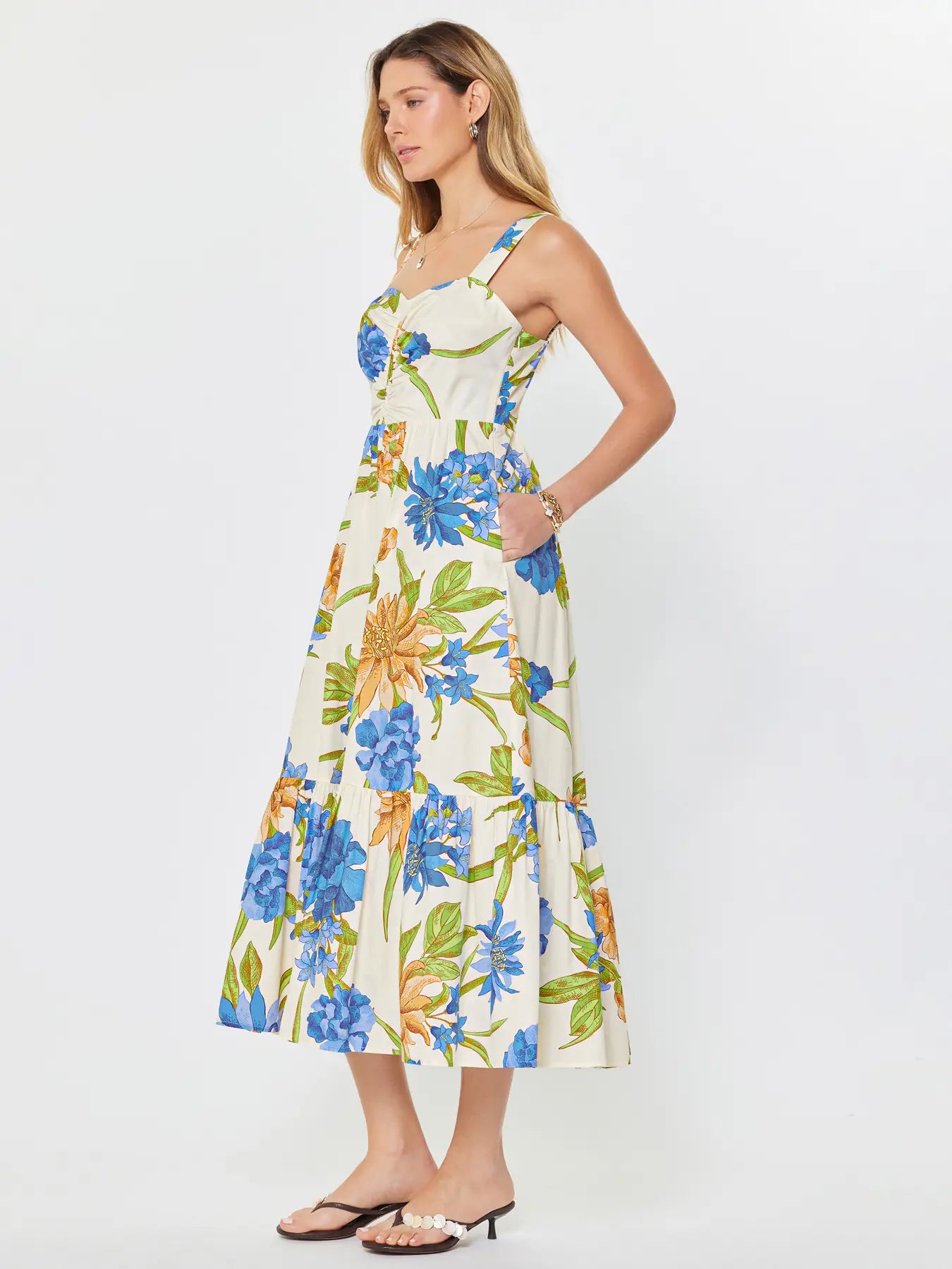 Current Air Floral Printed Sleeveless Midi Dress