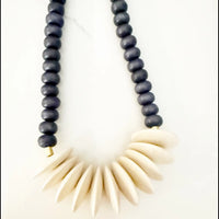Gray Wood Disk Bead Neutral Necklace