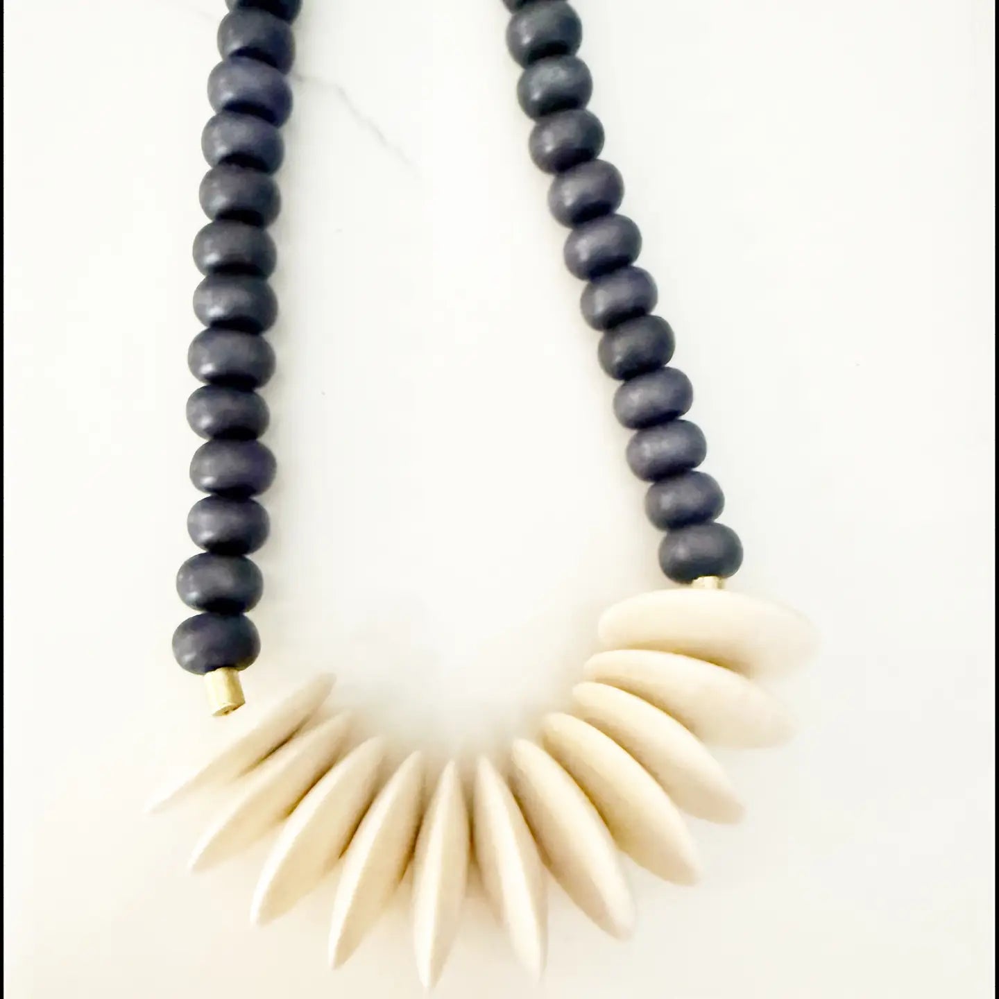 Gray Wood Disk Bead Neutral Necklace