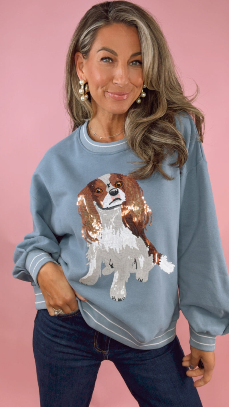 Queen of Sparkles Blue King Charles Sweatshirt