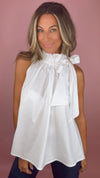 Bridget White Tie Neck Top