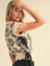 Black Floral Mock Neck Sweater Vest (1 MEDIUM)