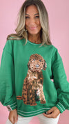 Queen of Sparkles Green Doodle Sweatshirt