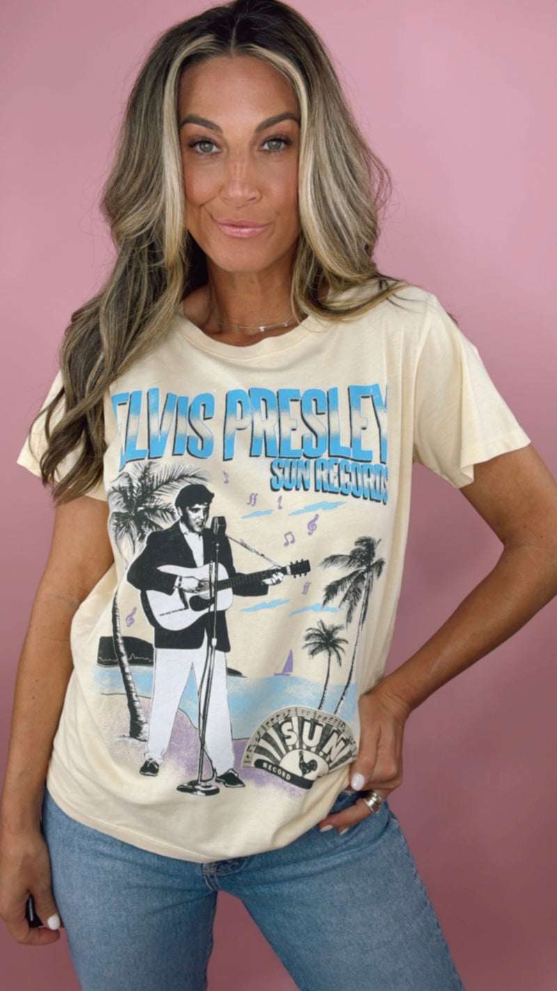 Daydreamer Yellow Sun Records X Elvis Beach Scene Rocker Tee