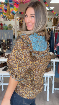 Ivy Jane | Embroidered Brown Floral Mary Top
