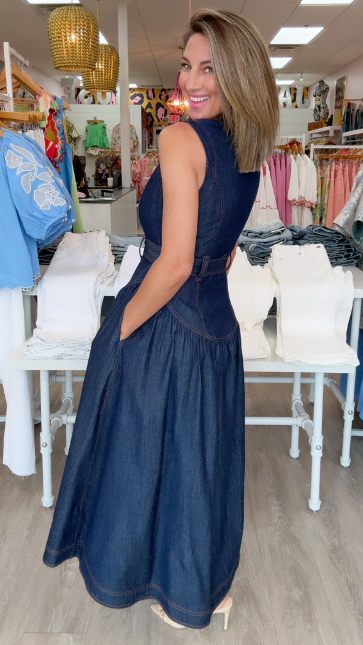 Zoe + Claire |  Dark Denim Maxi (1 MEDIUM)