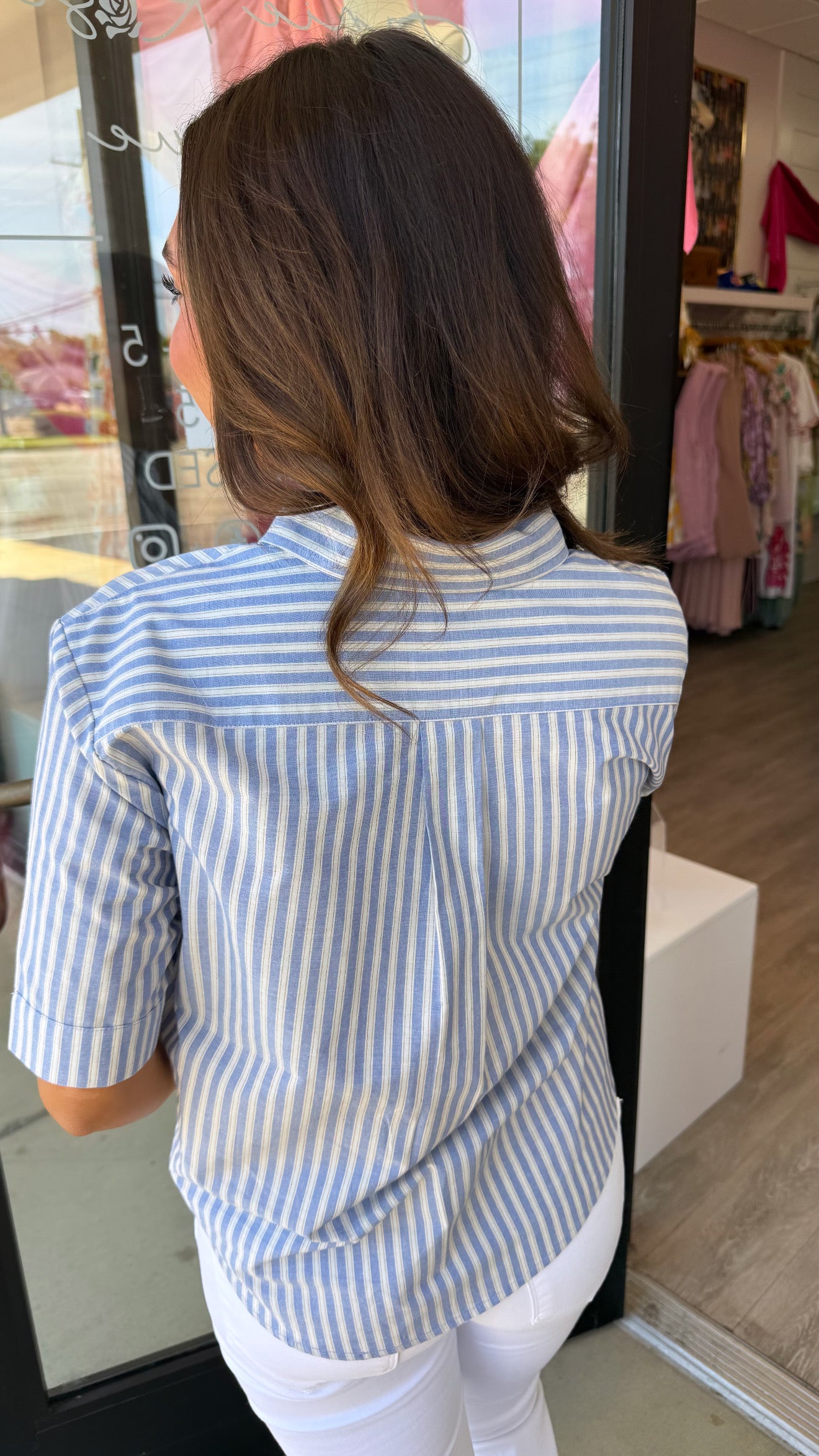Karlie | Blue Stripe Pocket Camp Top (1 LARGE)