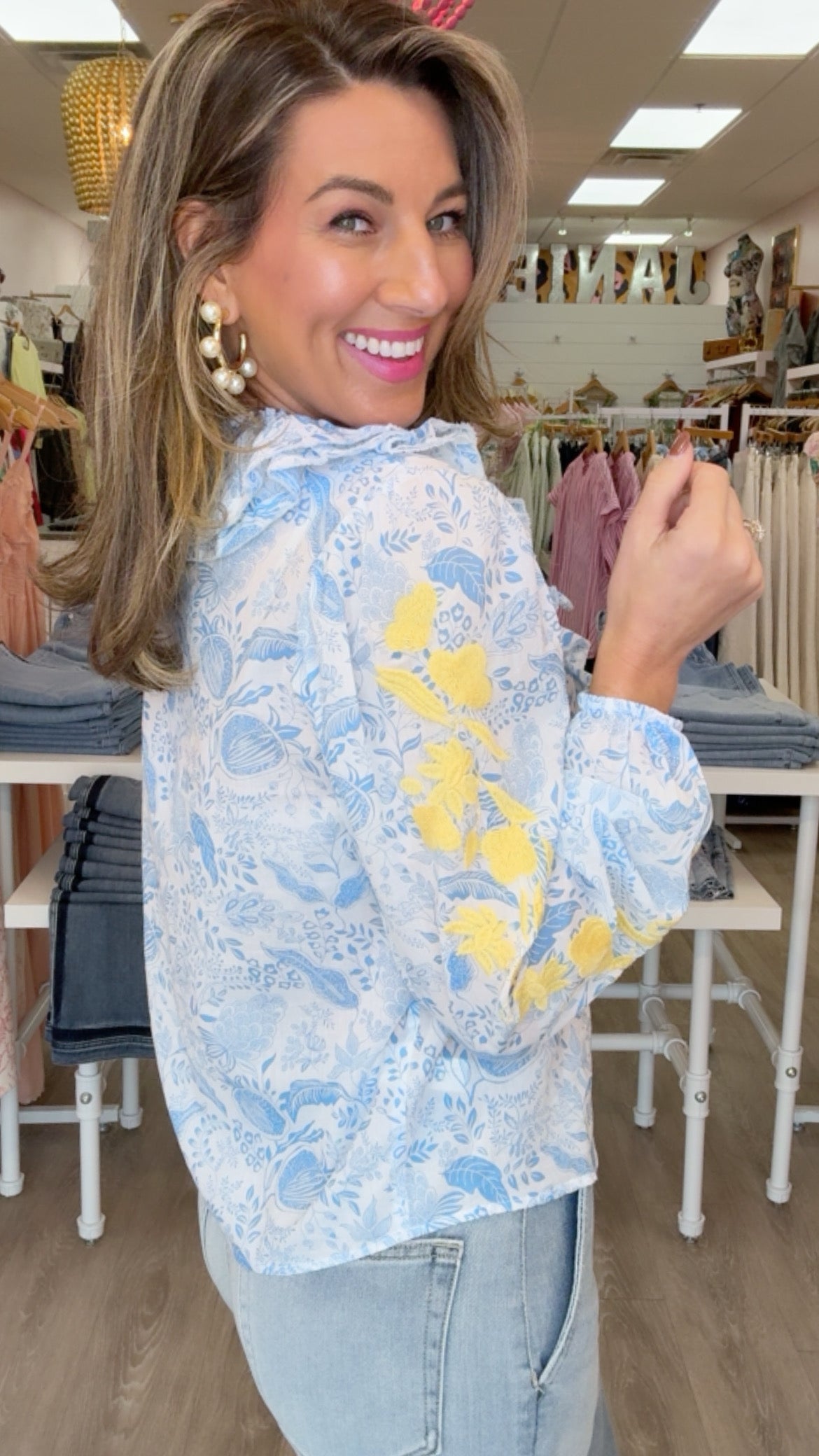 Ivy Jane Vivian Embroidered Printed Top