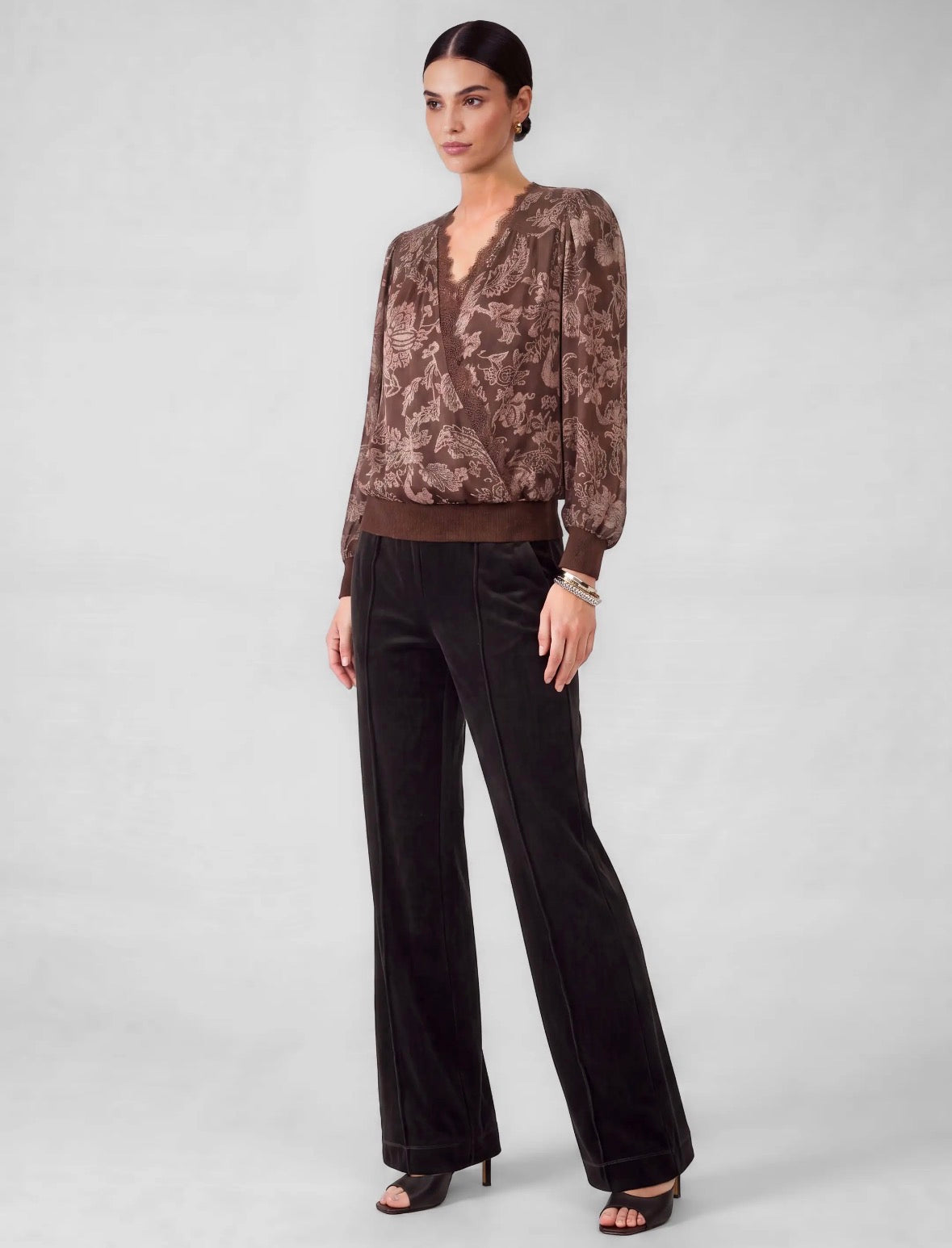 Current Air | Floral Printed Lace Top
