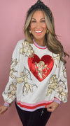 Queen of Sparkles Vintage Heart + Cupid Sweatshirt