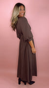 Brown Zip Up Midi Dress