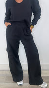 Dear John Black Crew Neck Wide Leg Pant Set