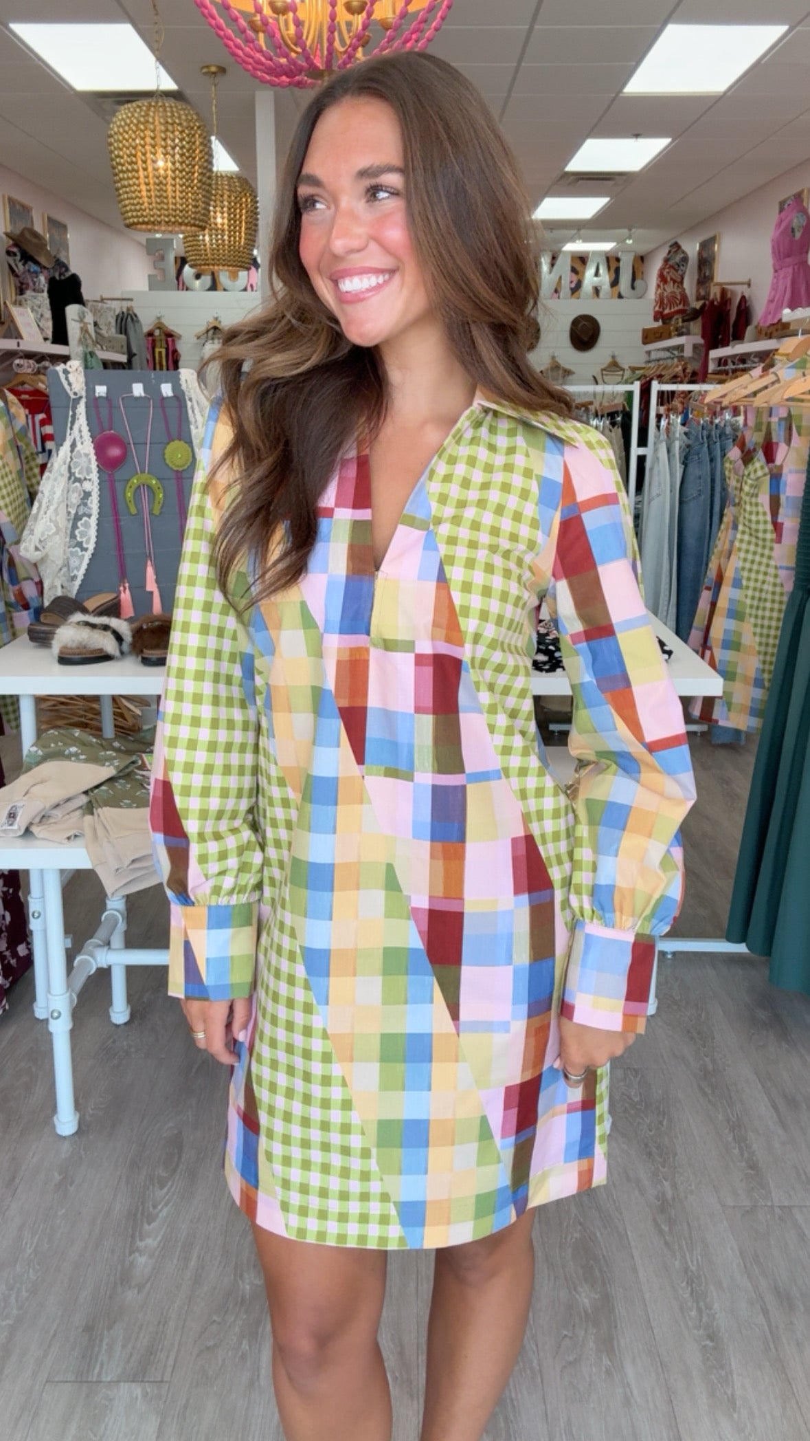 Alden Adair | Kimmy Dress in Diagonal Check