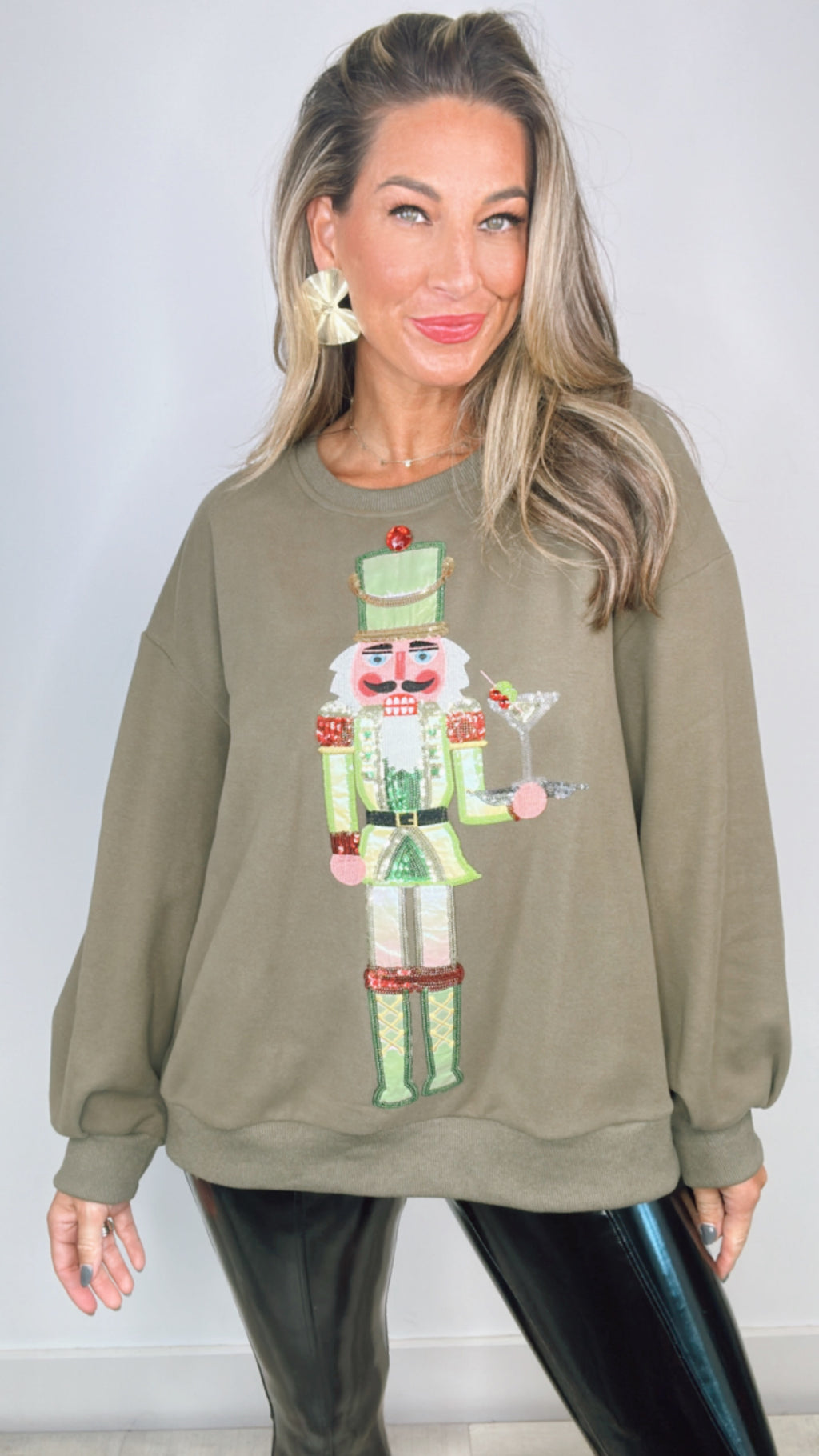 Queen of Sparkles Olive Martini Server Nutcracker Sweatshirt