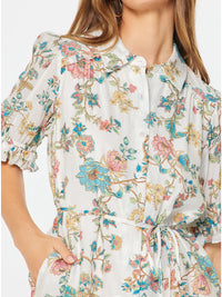 Current Air Floral Printed Button-Down Mini Dress