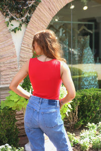 Karlie | Red Double Knit Scoop Tank