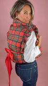 Red Holiday Plaid Puffer Vest