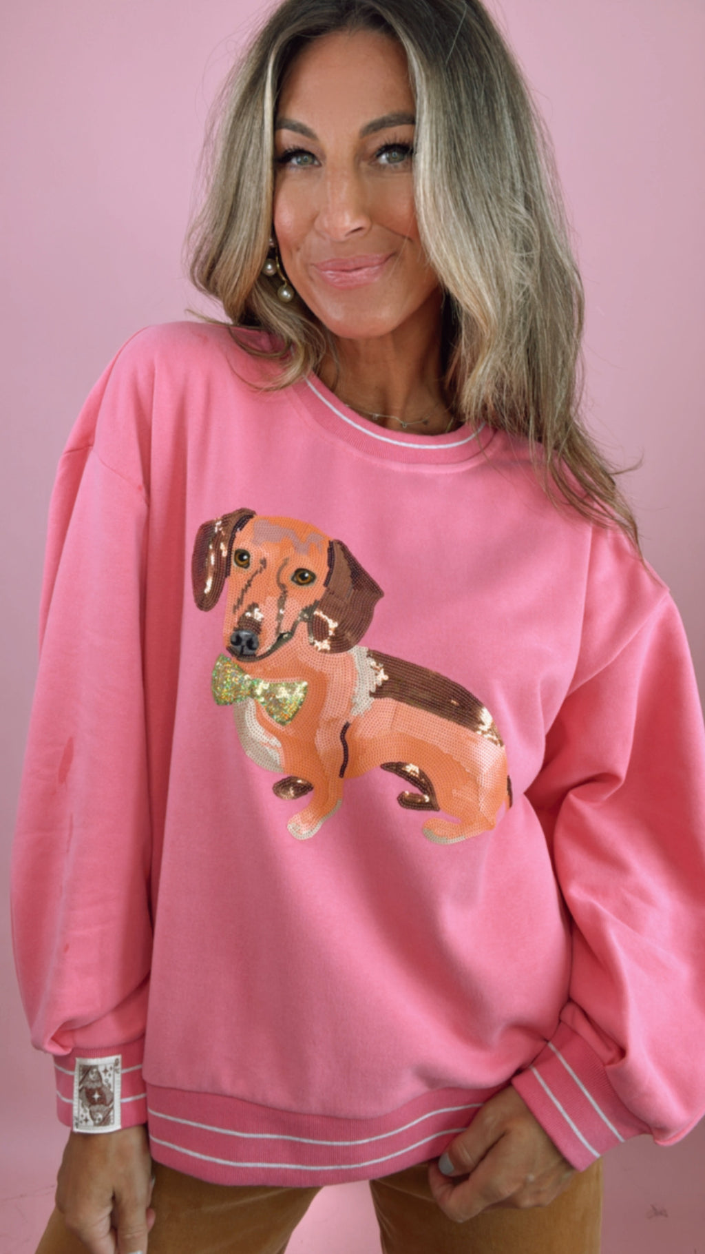 Queen of Sparkles Hot Pink Dachshund Sweatshirt