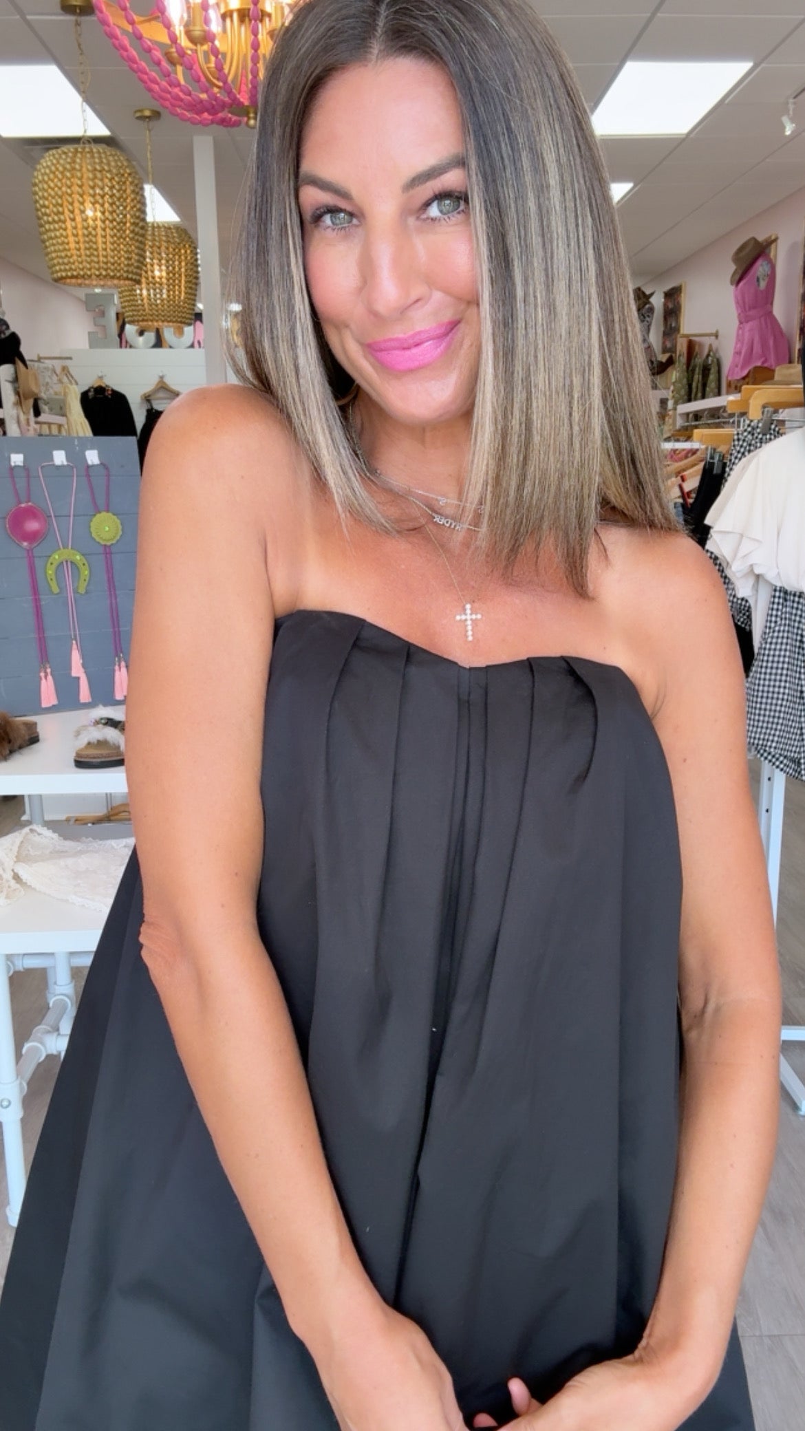 Endless Rose | Strapless Black Pintuck Mini Dress