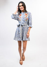 Ivy Jane | Blue Floral Embroidered Mini Dress