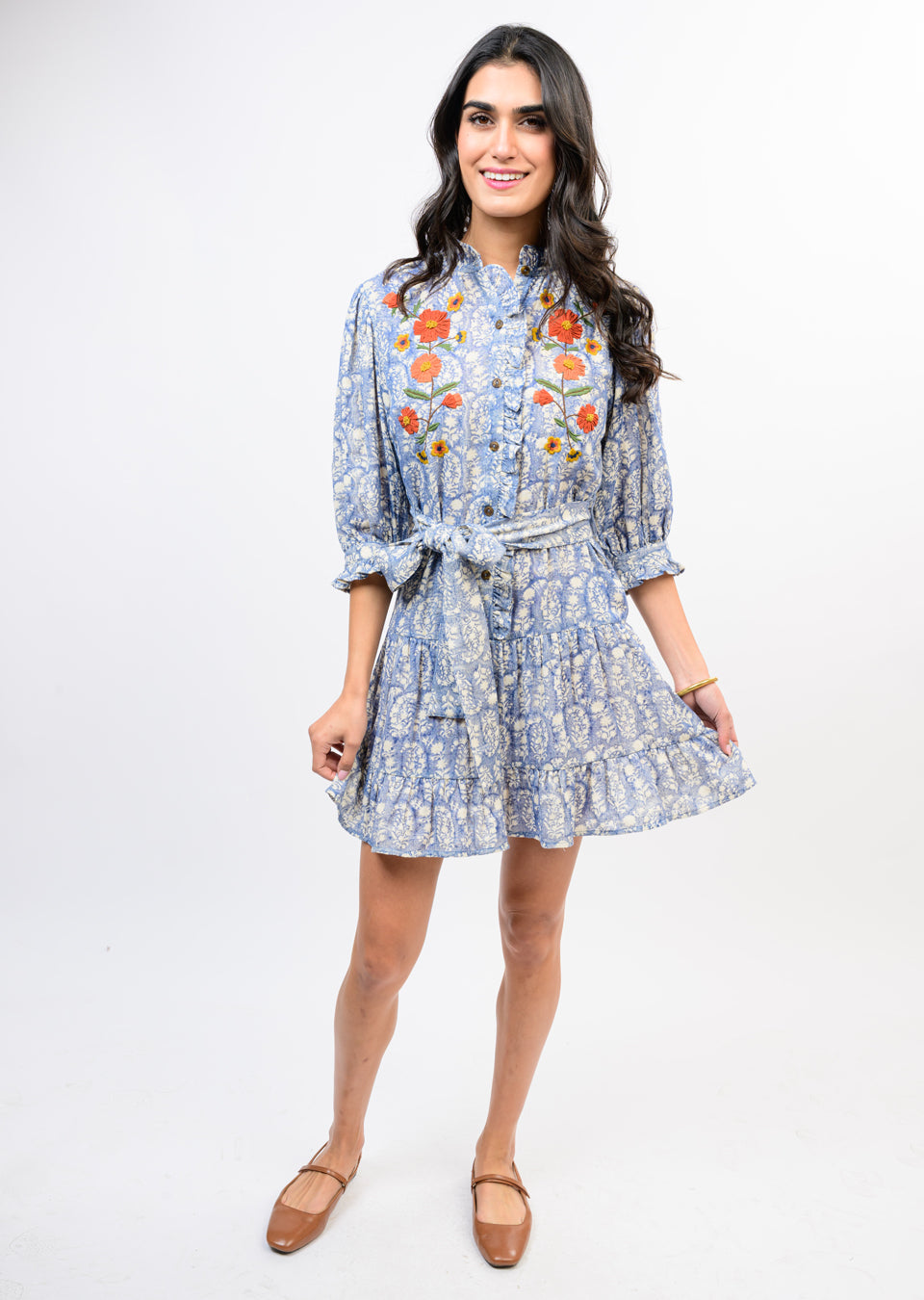 Ivy Jane | Blue Floral Embroidered Mini Dress