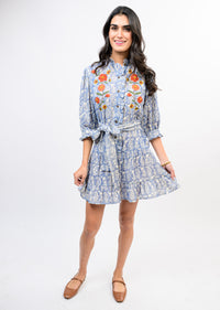 Ivy Jane | Blue Floral Embroidered Mini Dress