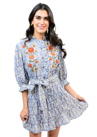 Ivy Jane | Blue Floral Embroidered Mini Dress