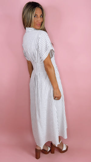 Striped Button Down Midi Dress