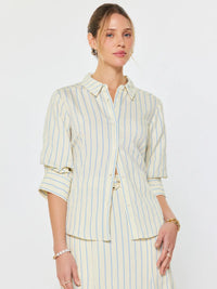Current Air Striped 3/4 Sleeve Button-Down Shirt
