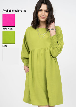 Ivy Jane Lime Shirred Sleeve Dress