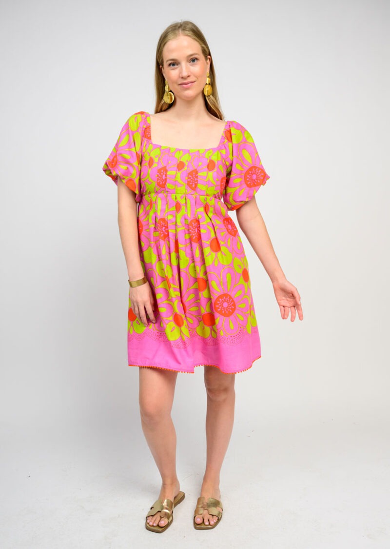 Ivy Jane Hot Pink Pop Flower Border Dress