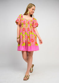 Ivy Jane Hot Pink Pop Flower Border Dress