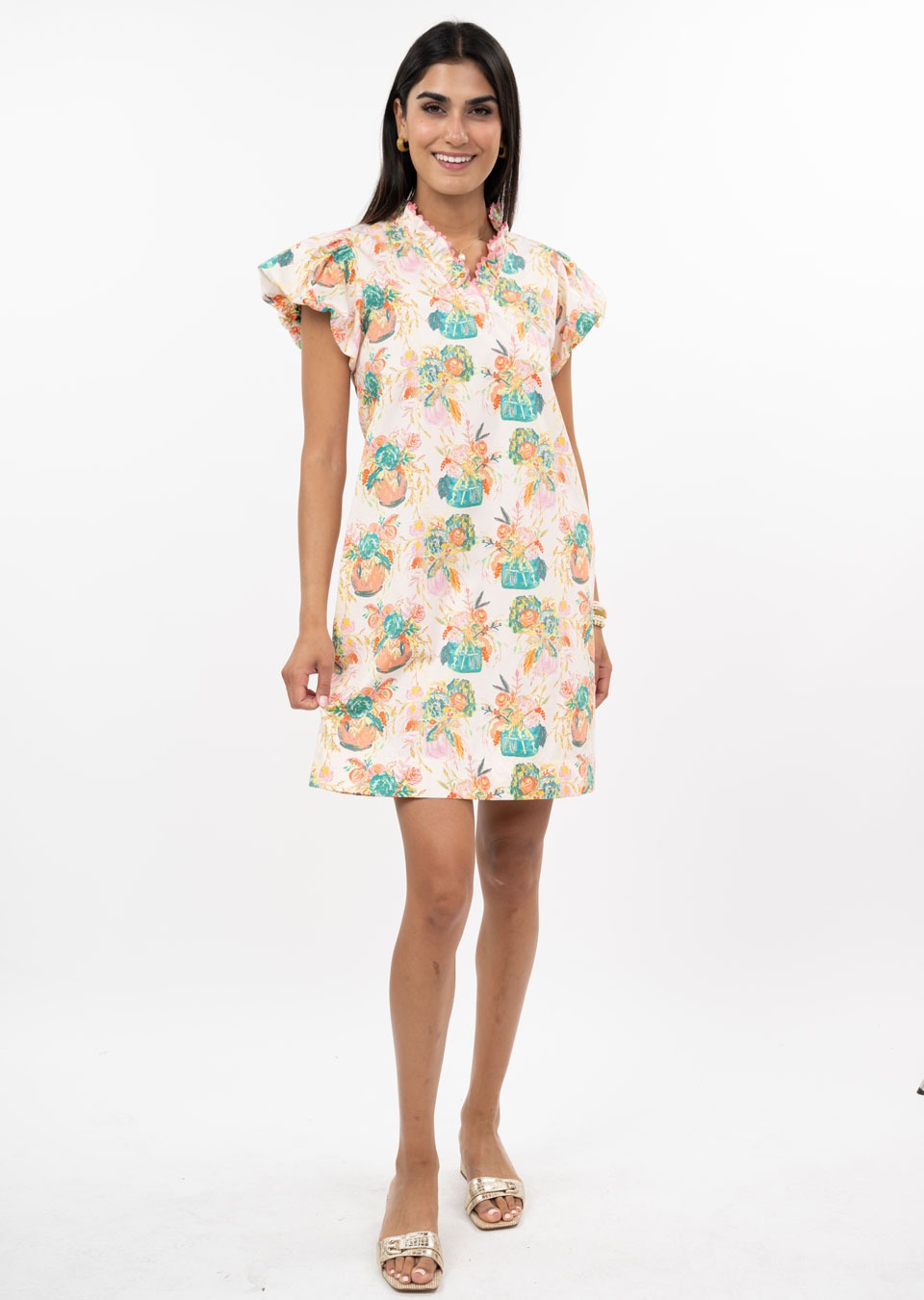Uncle Frank Floral Bubble Sleeve Dress