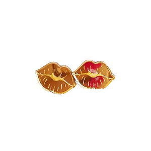 Golden Lips Stud Earrings