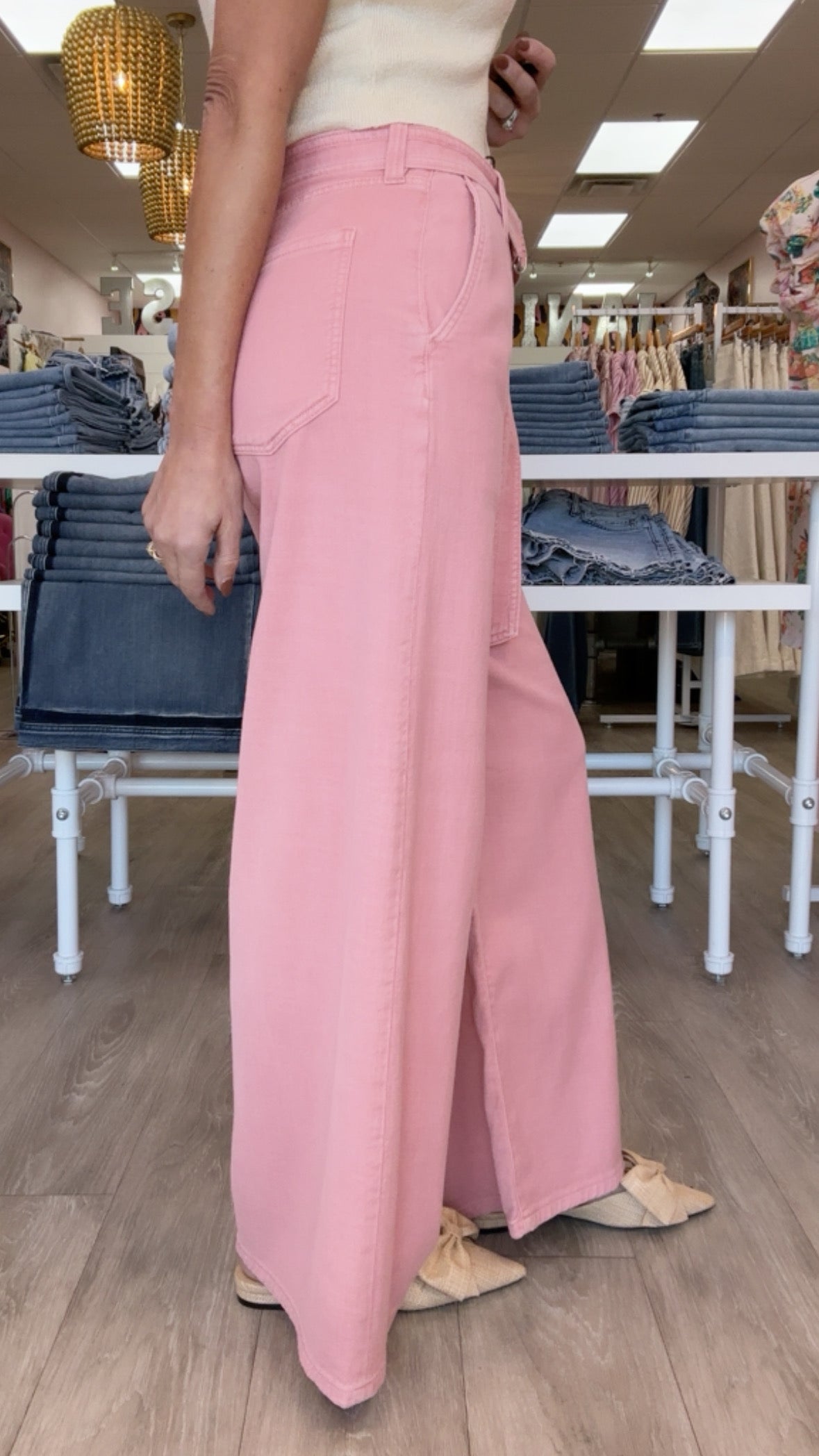 Liverpool Stride Wide Leg In Misty Blush