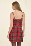 Moon River Red Plaid Black Bow Mini Dress