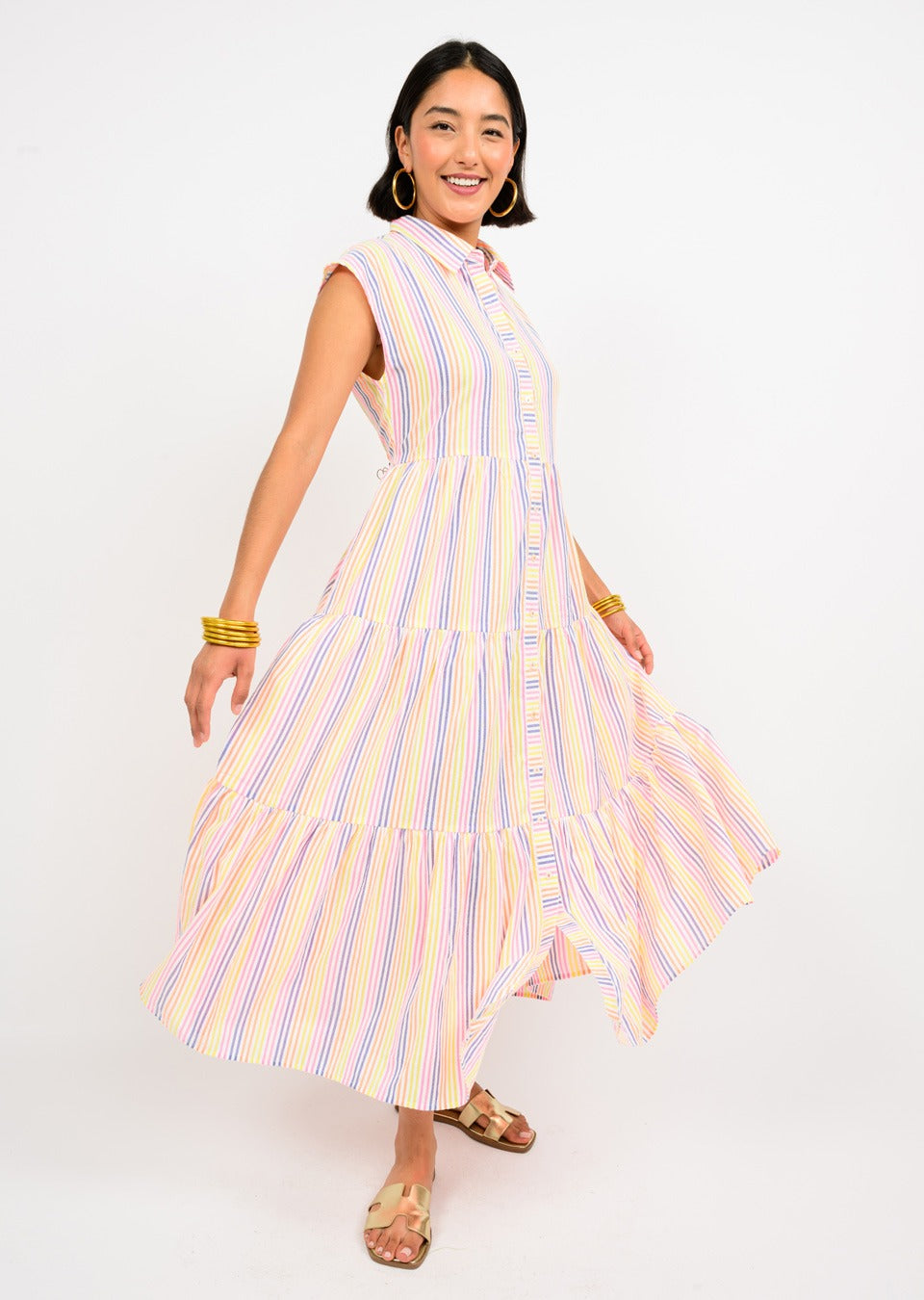 Uncle Frank Color On Stripe Midi Dress