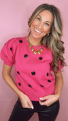 Fuchsia/Black Sequin Dot Top