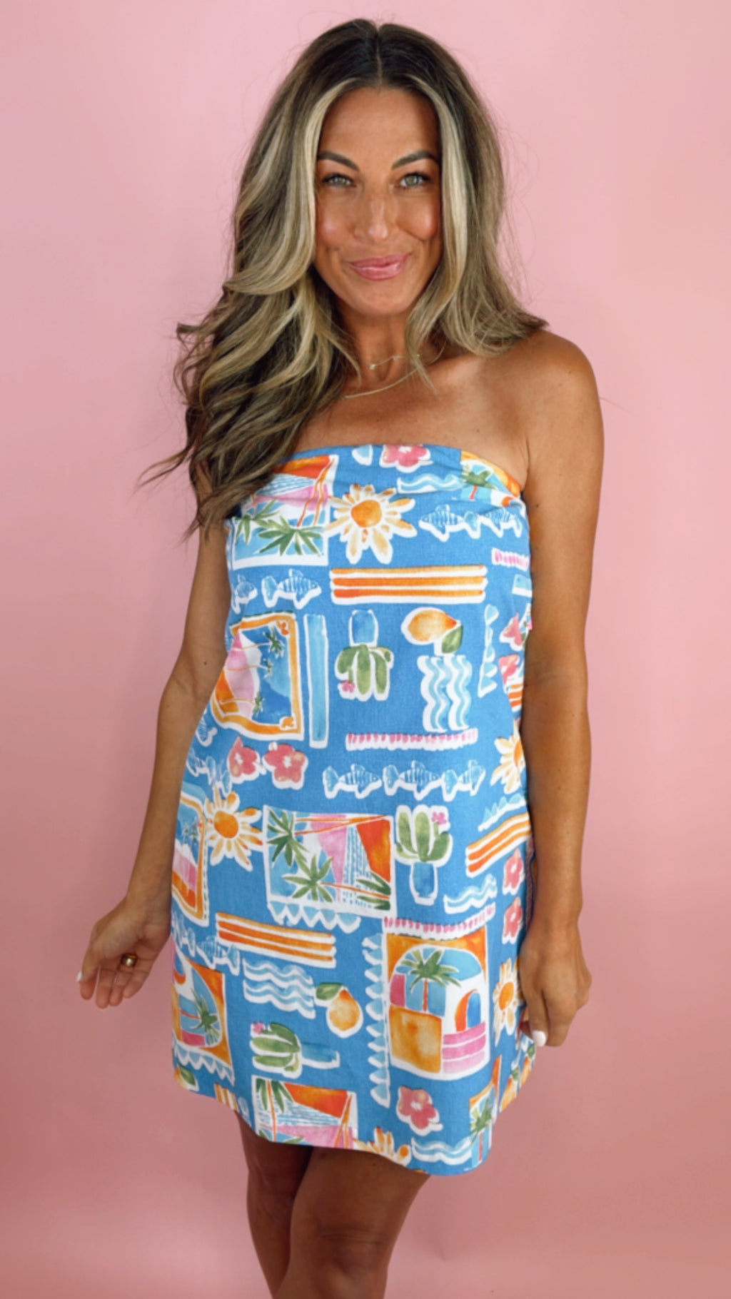 Karlie Blue Santorini Bustier Bow Back Dress (1 LARGE)