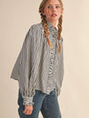 Black Stripe Ruffle Top (1 MEDIUM)