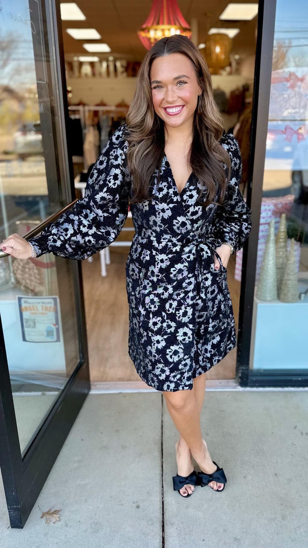 FRNCH Brooks Wrap Metallic Dress