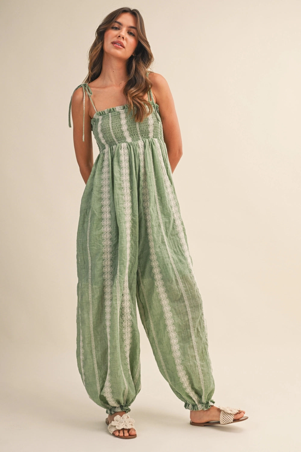Green Printed Jumpsuit