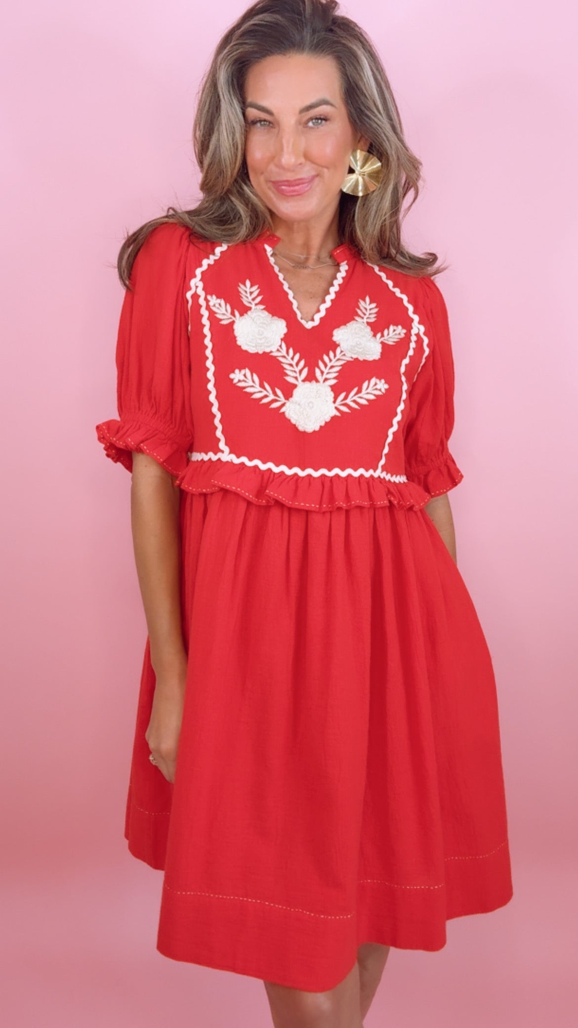 Ivy Jane | Red Talia Embroidered Dress