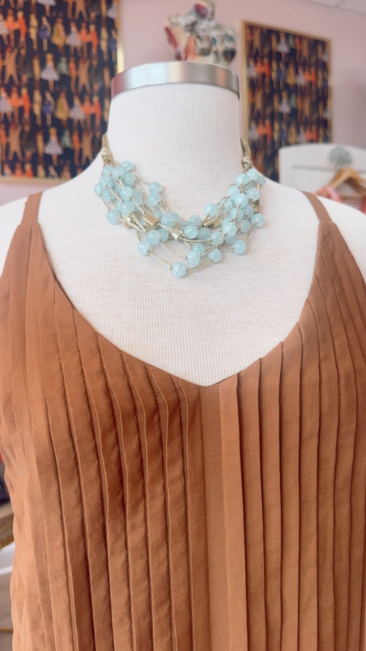 Blue Chunky Beaded Necklace